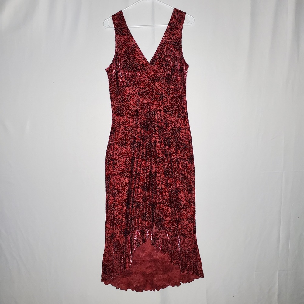 Vtg Fashion Bug Burnout Velvet Midi Slip Dress Medium Empire 90s Fairy Romantic